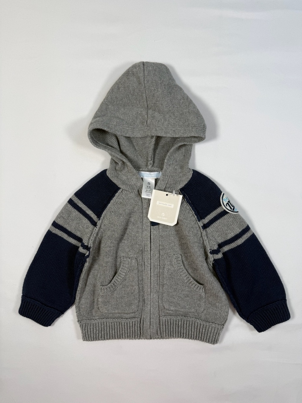 NWT OLD NAVY Y2K Varsity Sweater Hoodie Toddler 3-6M‎ Zip Up Rugby Preppy NEW